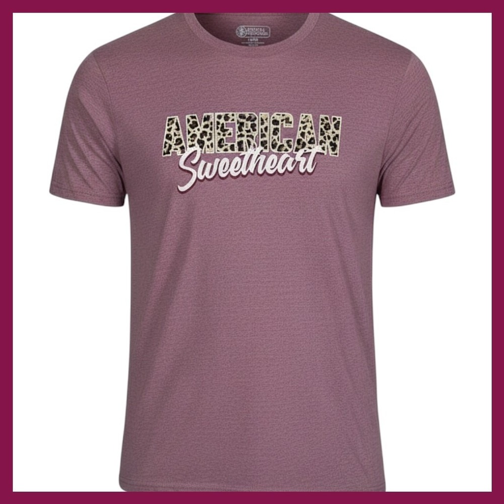 NWOT Pivotal Partners American Sweetheart Leopard Graphic Tee Mauve Purple Large